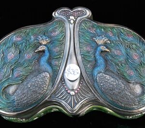 B3 Two Peacock Box 5.5" long