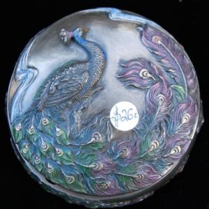 B6 Round Peacock Box 3"
